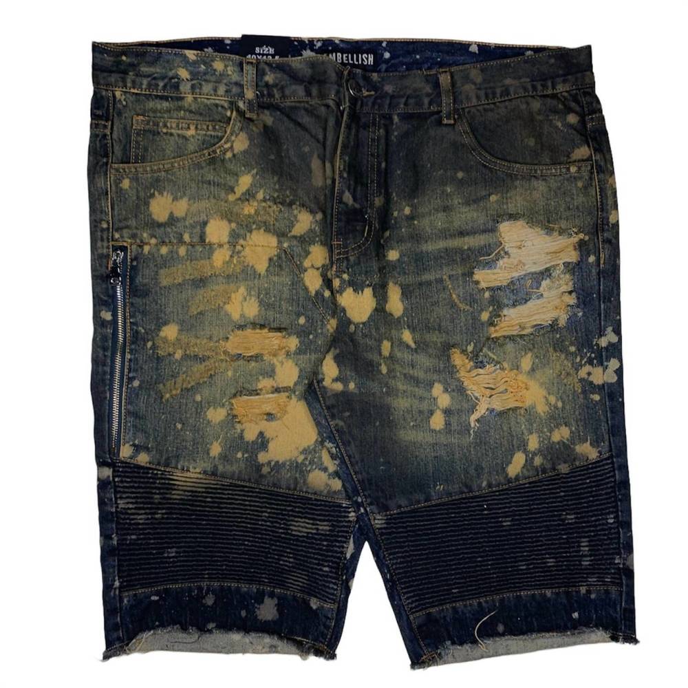 NEW EMBELLISH men's distressed denim short in dark wash